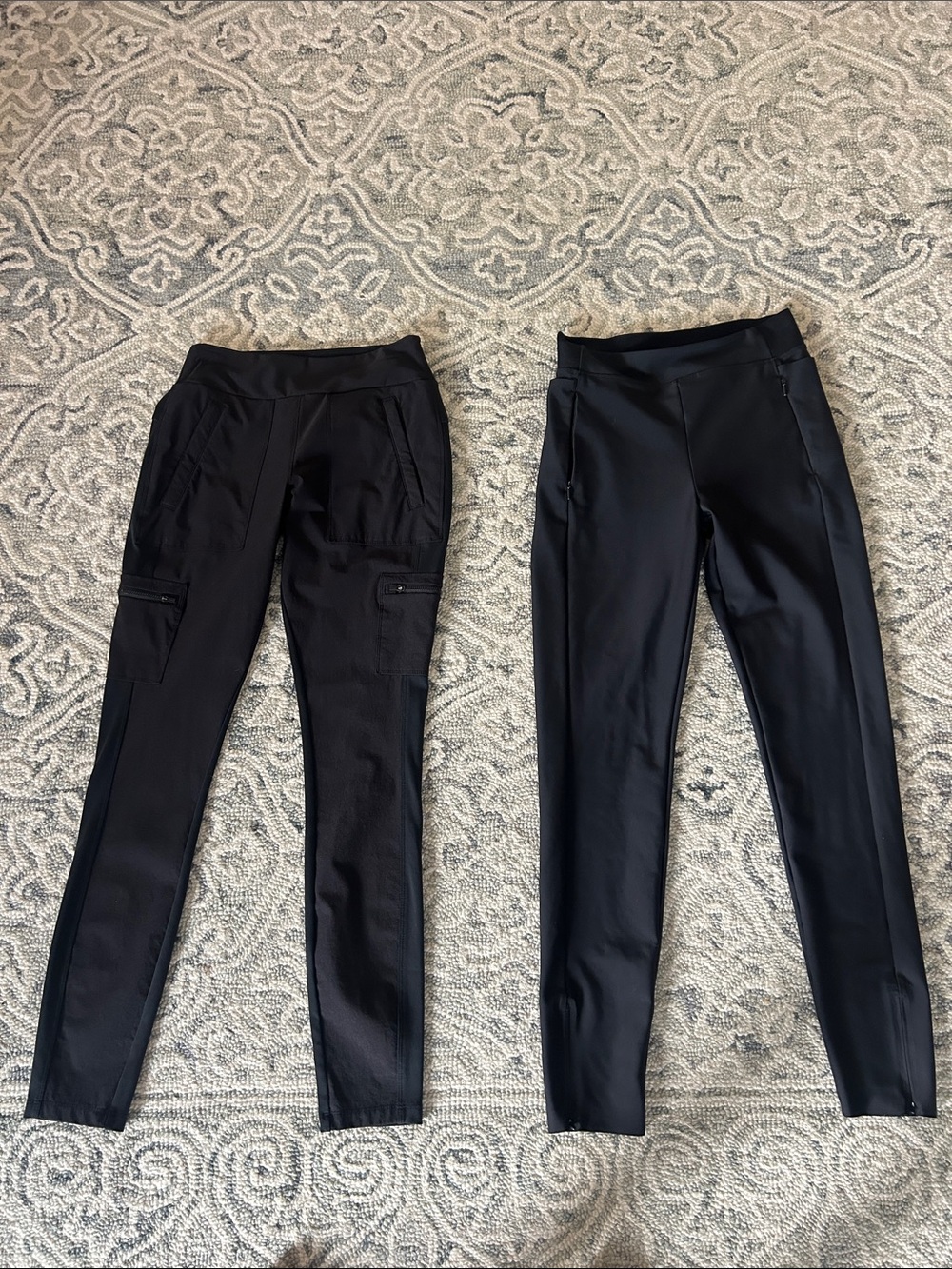 Athleta Headlands Hybrid Cargo AND Stellar Tight Leggings, Women’s 6 tall, BLK